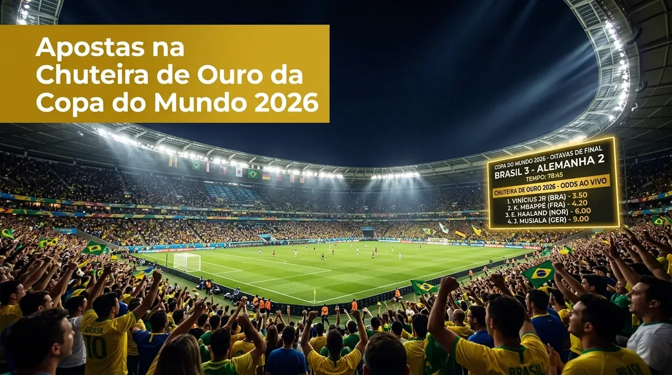 Estádio de futebol lotado à noite com placar e odds ao vivo para apostas.